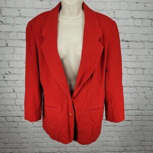 VTG Saks Fifth Avenue Red Wool Buttoned Blazer Jacket Size Large L